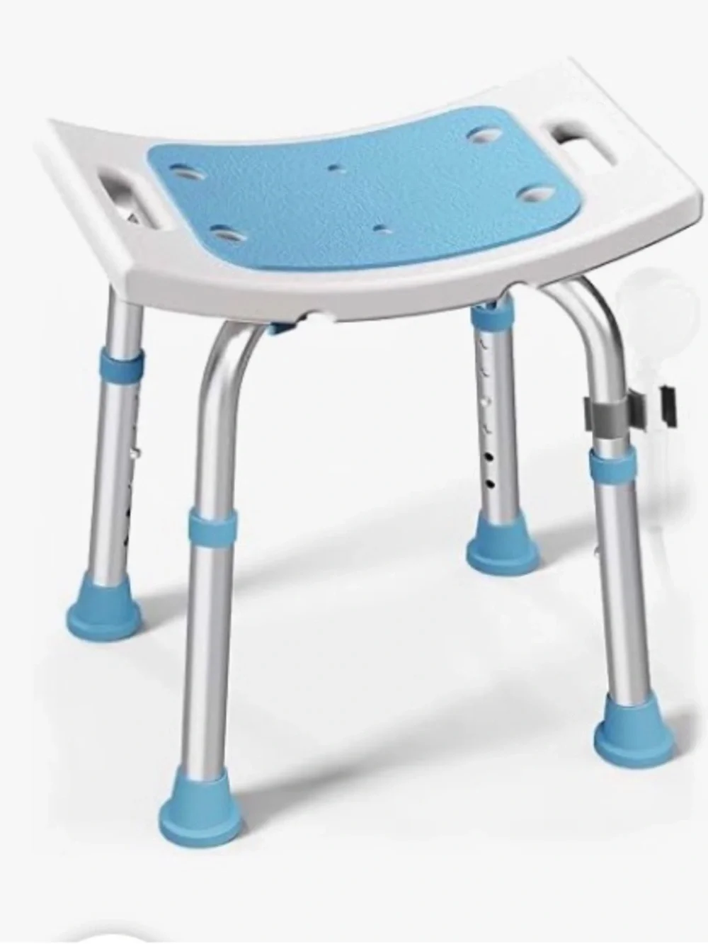 Adjustable Blue Bath Safety Shower Stool with Non-Slip Seat by Homland